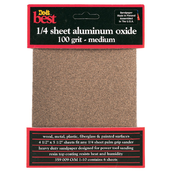 Do it Best 100 Grit 1/4 Sheet Power Sanding Sheet (6-Pack) 359009GA