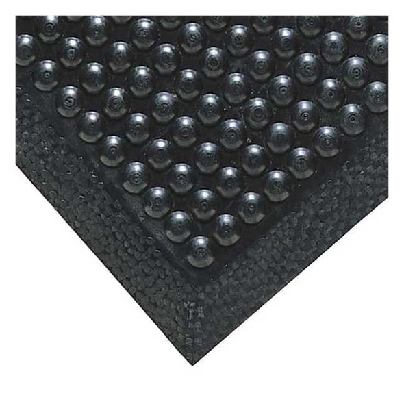 Antifatigue Mat, 10 ft. L x 2 ft. 6" W, 3/8" Thickness, Rubber, Bubble, Black
