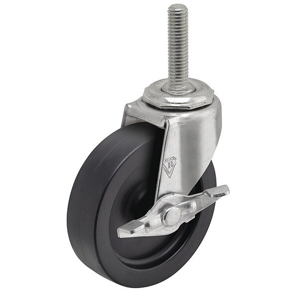 2" X 13/16" Non-Marking Polyolefin Swivel Caster, Side Brake, Loads Up To 90 lb
