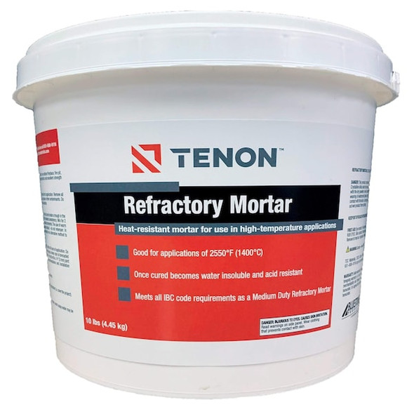 Tenon Refractory Mortar,10 lb,Pail,Gray 120913 Tenon Refractory Mortar,10 lb,Pail,Gray 120913