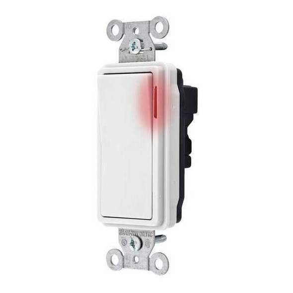 Pilot Lit Wall Swtch, 1-Pole, 120/277V, Wht