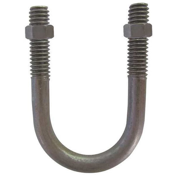 Round U-Bolt, 1/2"-13, 3 1/2 in W, 5 in H, Plain Stainless Steel