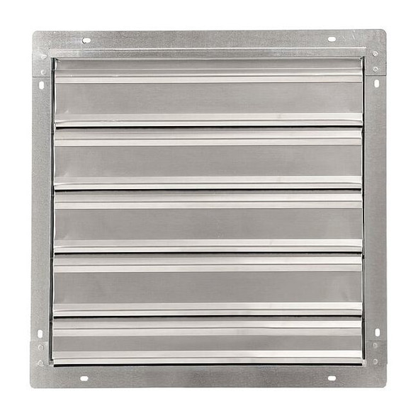 20 in 23"H-W 5.75"L Alu Wall Backdraft Dampr, 20-1/2 in x 20-1/2 in, Aluminum
