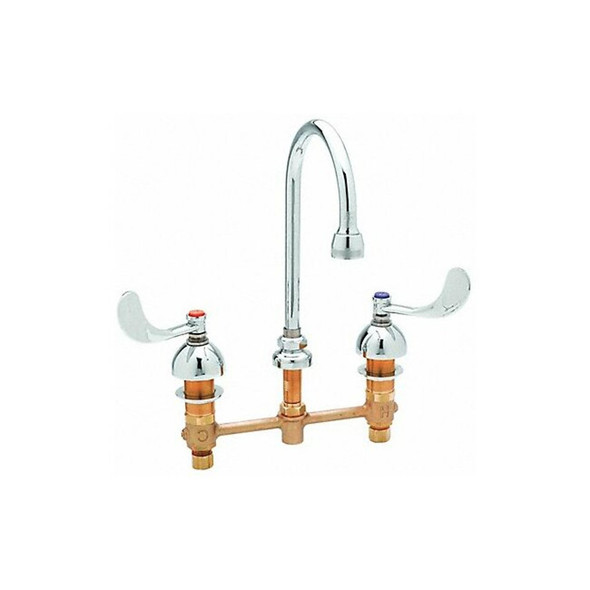 T&s Brass Gooseneck Kitchen/Bathroom Faucet, Manual, 8" Mount, 3 Hole B-2866-04