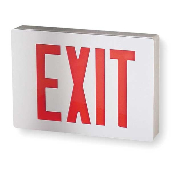 Exit Sign, White, 1 Face(s), LED, Universal Mount, Not Battery Powered