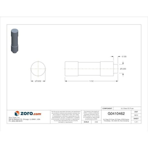 Mersen CC Class, Time-Delay, 10A, 600V AC, Non-Indicating ATDR10