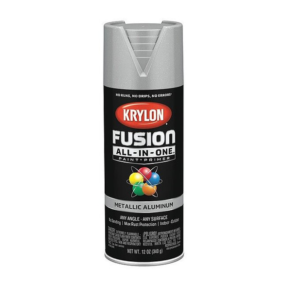 Krylon Metallic Spray Paint, Aluminum, Metallic, Solvent, 12 oz K02766007