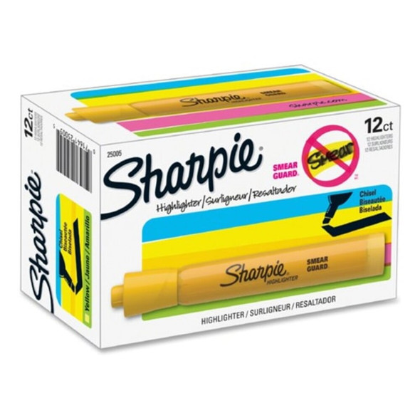 Sharpie Highlighter, Standard, Yellow, PK12 25005