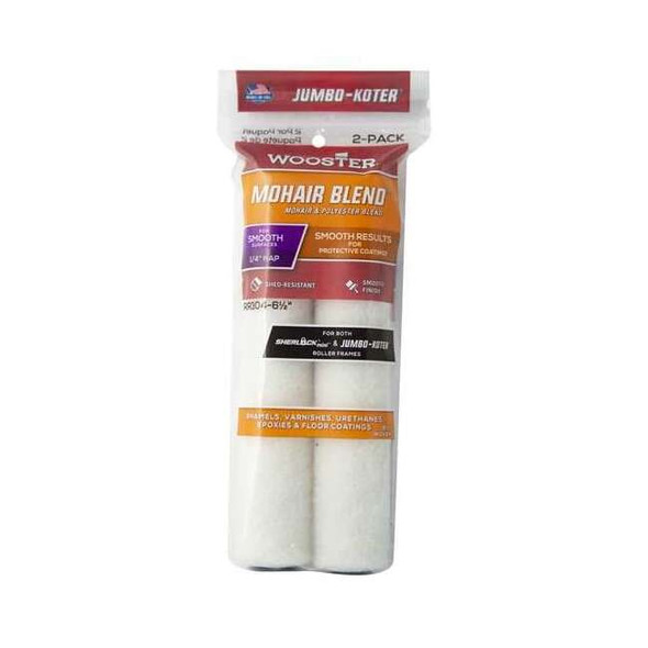 Wooster 6-1/2" Mini Paint Roller Cover, 1/4" Nap, Woven Mohair, 2 PK RR304-6 1/2