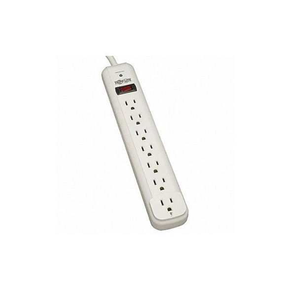 Tripp Lite Outlet Strip, Surge, 7 5-15R, 5-15P, 12 ft., Light Gray TLP712