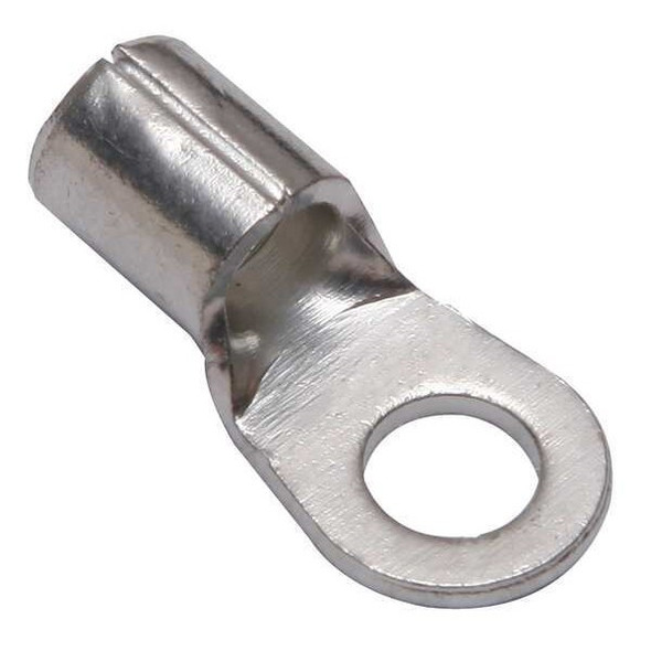 One-Hole Compression Lug, 8 AWG Max, #10 Stud, Long Barrel, Copper, None, 10 PK