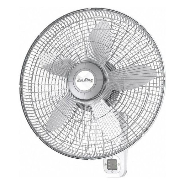 18" Blade Dia Wall Mount Fan, Oscillating, 3 Speeds, 120VAC, Remote Control