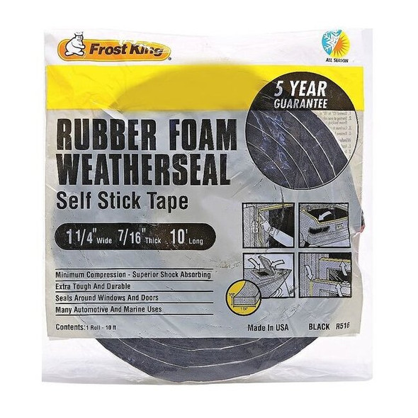 Frost King Weather Seal,Rubber Foam, Black, 10 ft L R930H