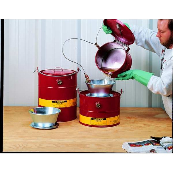 Justrite Drain Can,5 Gal.,Red,Galvanized Steel 10905