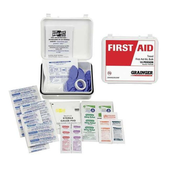 First Aid Kit and Housing, Plastic 64 Components, 1 People Served