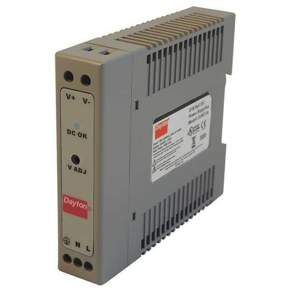 Dayton DC Power Supply, 90/264V AC, 24V DC, 30 W, 1.25 A, DIN Rail 33NT19