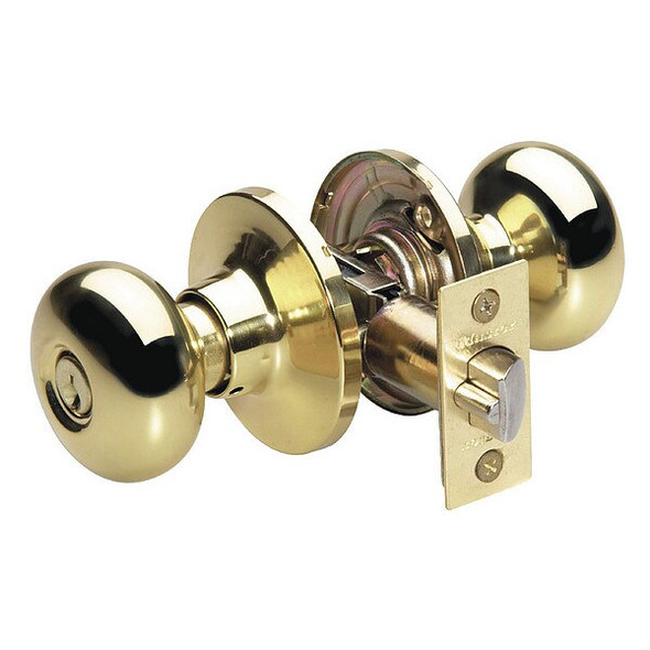 Master Lock Knob Lockset,Biscuit Style,Polished Brss BC0103KA