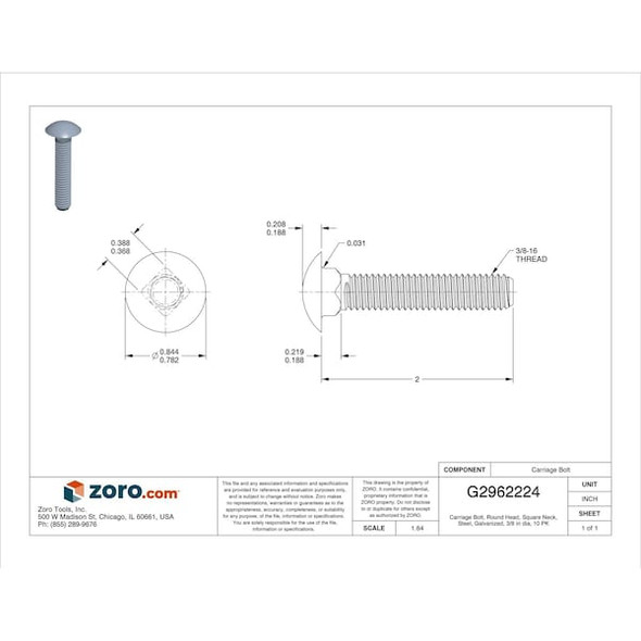 Manufacturer Varies Carriage Bolts,Steel,3/8 In Dia.,PK10 4LVK1 Manufacturer Varies Carriage Bolts,Steel,3/8 In Dia.,PK10 4LVK1