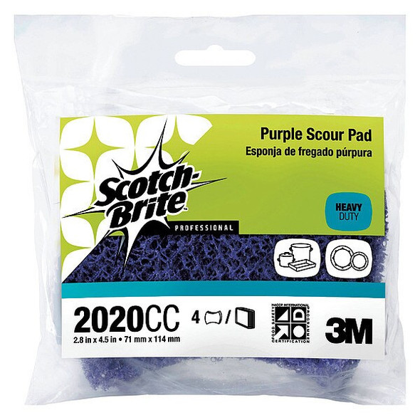 Scotch-Brite Scouring Pad,4-1/2" L x 3" W,Purple,PK4 2020CC