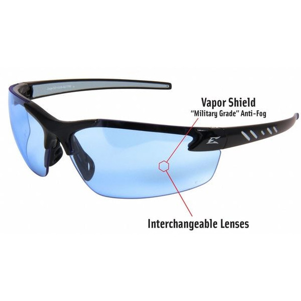 Zorge G2 Vapor Shield, Safety Glasses, Anti-Fog & Anti-Scratch, Light Blue Lens, Black Frame
