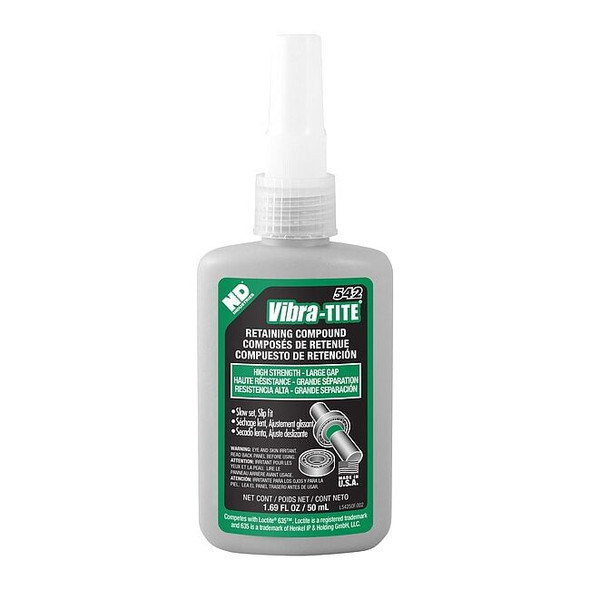 Vibra-Tite Retaining Compound, 542 Series, Green, Liquid, 50ml, Bottle 54250