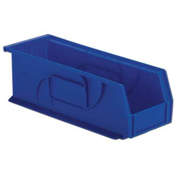 Hang & Stack Storage Bin, Plastic, Blue, 5 in H, 5 1/2 in W, 14 3/4 in L
