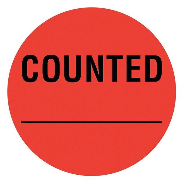 Tapecase Inventory Control Label Red, Counted, Pk1000 16U929