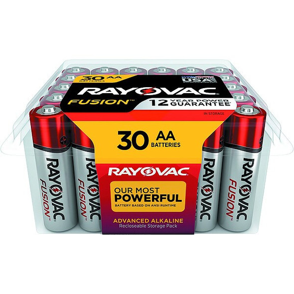 Rayovac Fusion Alkaline Battery, AA 1.5V DC 30 PK 81530PPFUS