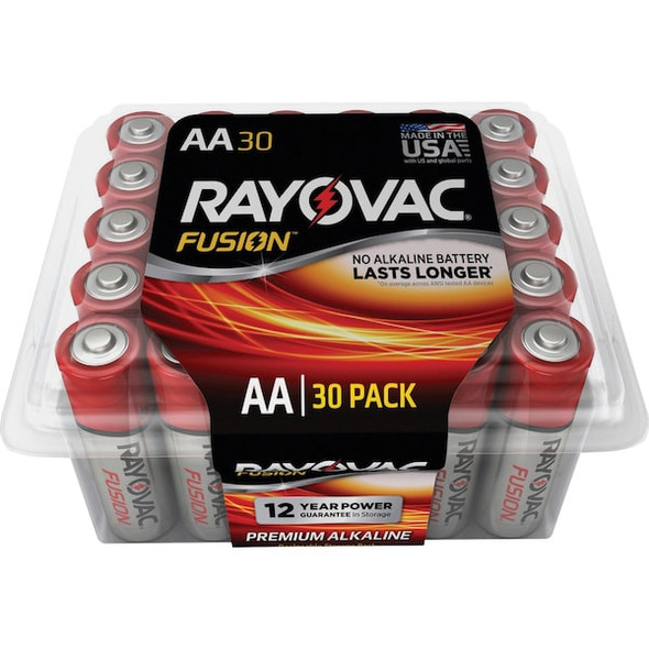 Rayovac Fusion Alkaline Battery, AA 1.5V DC 30 PK 81530PPFUS