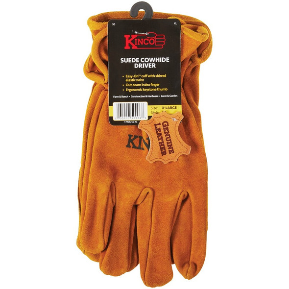 Kinco Men's XL Golden Full Suede Cowhide Work Glove 50-XL 754421