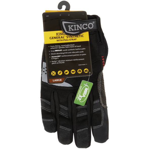 KincoPro General Men's Large Black Synthetic Leather Work Glove 2041-L 716417