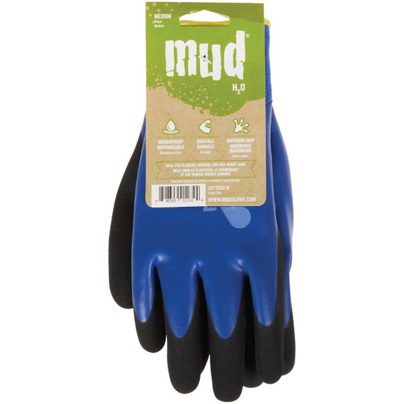 Mud H2O Women's Medium Latex Coated Polyester Cobalt Blue Garden Glove Mud H2O Women's Medium Latex Coated Polyester Cobalt Blue Garden Glove
