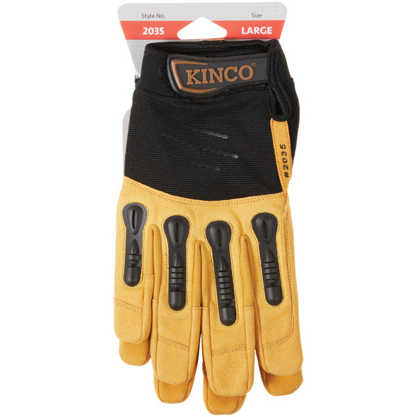 KincoPro Foreman Men's Large Black & Tan Suede Synthetic Leather Work Glove 2035-L 707306