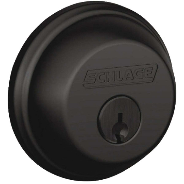 Schlage Matte Black Single Cylinder Deadbolt B60N622