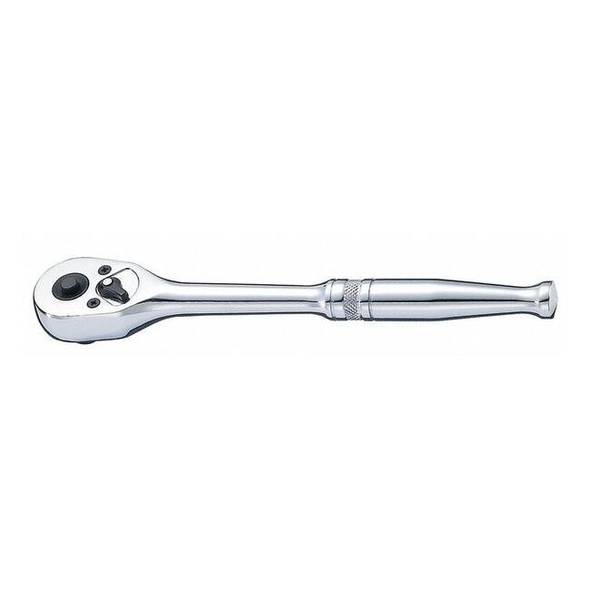 3/8" Drive 45 Geared Teeth Pear Head Style Hand Ratchet, 7-7/8" L, Chrome Finish