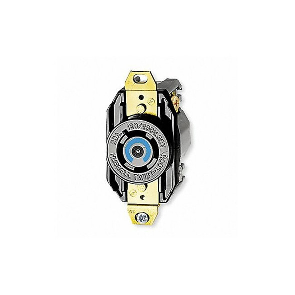 Hubbell Wiring Device-Kellems Lck Recept,20 A;Black;Nylon,L21-20R,1Gng HBL2510