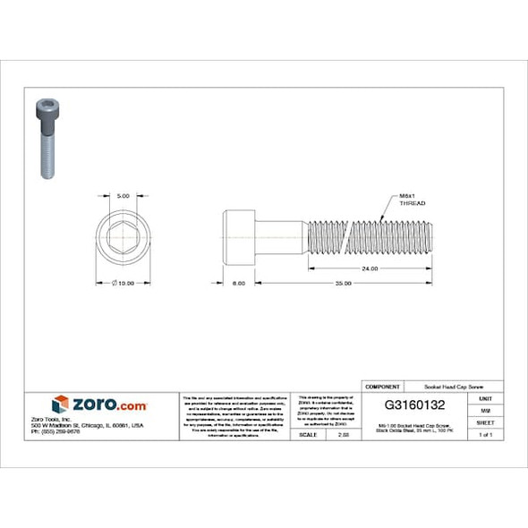 Manufacturer Varies SHCS,Steel,M6-1,35mm L,PK100 SC2206035-100P