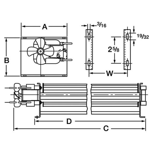 Dayton Round OEM Blower, 2680 RPM, 1 Phase, Direct Drive, Aluminum 3HMK2