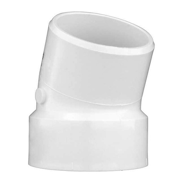 PVC 22-1/2 Degree Street Elbow, Hub x Spigot, 3 in Pipe Size