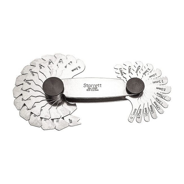 Starrett Thread Pitch Gauge Set,Thread Ang 60 deg 159M