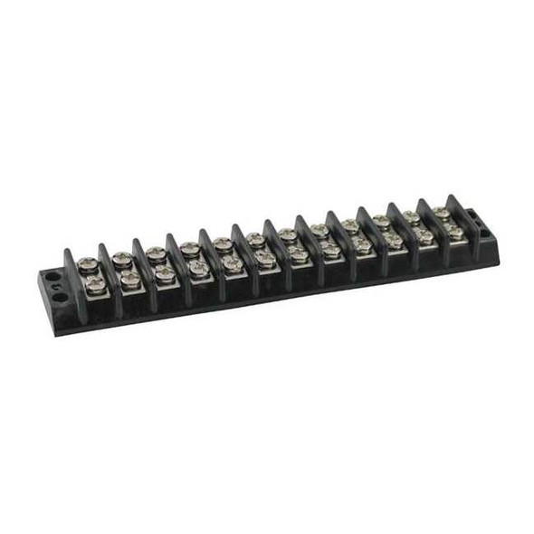 Terminal Strip, 12 Pole, 2 Row, 20 A, 300 V AC, 12 AWG, Screw Termination
