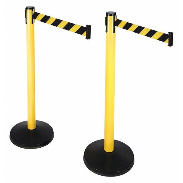 Retracta-Belt Prime Belt Barrier,Black/Yellow,Black ABS,PK2 101YA-BYD-2PK