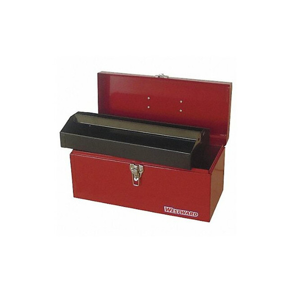 Westward WESTWARD Tool Box, Steel, Red, 16 in W x 7 in D x 7-1/2 in H 36Y011