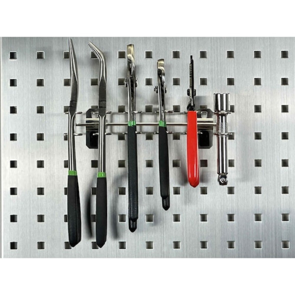 9 In. W Stainless Steel Multi-Ring Tool Holder for Stainless Steel LocBoard  66661