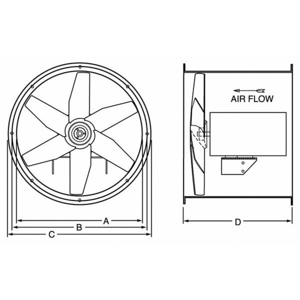 Dayton 12" Tubeaxial Fan, 115VAC 166001A