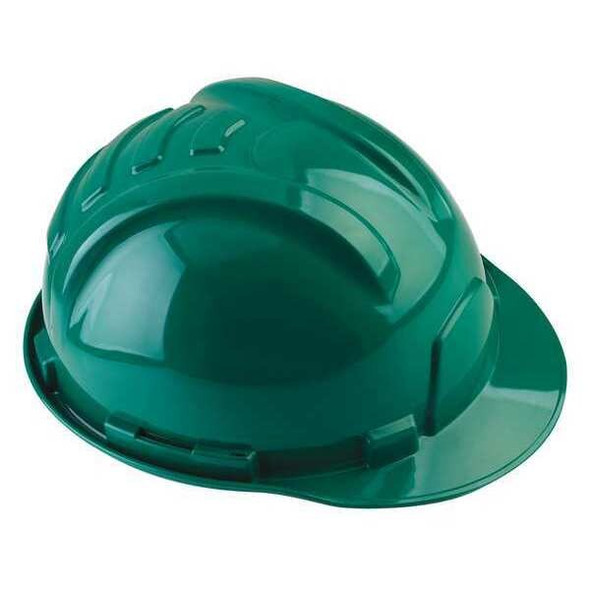 Hard Hat, Gladiator II, Polyethylene, 6 Point Ratchet, Type 1, Class E, Green