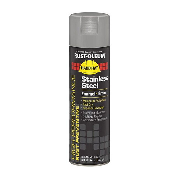 Rust Preventative Spray Paint, Stainless Steel, Gloss, Solvent, 14 oz