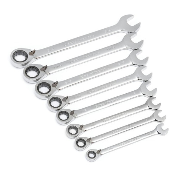 8 Piece 72-Tooth 12 Point Reversible Ratcheting Combination SAE Wrench Set  9533N