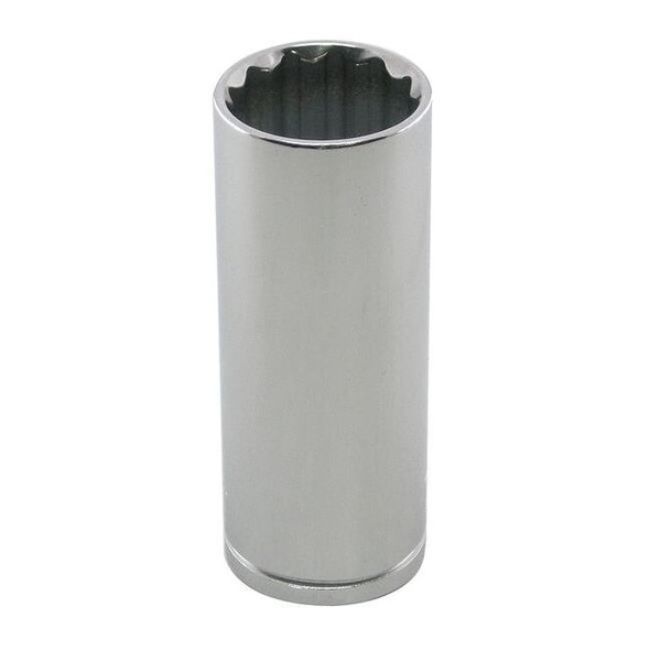 WESTWARD 1/2 in Drive, 23mm Metric Socket, 12 Points,  Steel, Chrome, 23 mm
