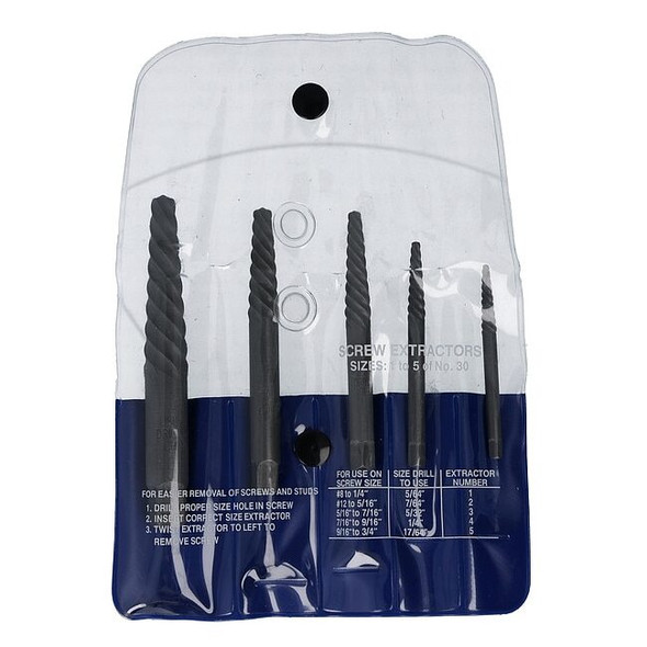 Cle-Line Screw Extractor 5pc Set 1829 Cle-Line No 1 - No 5 C21149